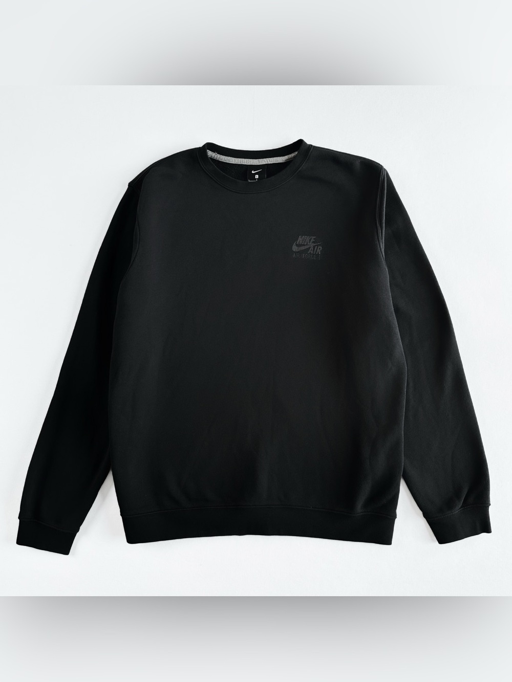 Minimalist Nike Air Force 1 Black Crewneck Sweatshirt All For One Graphic Subtle